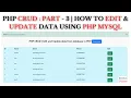 PHP CRUD PART - 3 How to Edit and Update data in the database in PHP MySQL PHP 2023