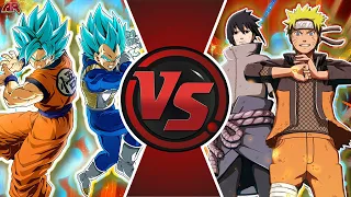goku and vegeta vs naruto and sasuke dragon ball super vs naruto movie cartoon fight animation