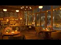 Lagu Romantic Night Jazz at Cozy Coffee Shop 4K 🍂 Jazz Music to Relax/Study/Work to
