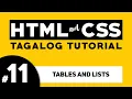 Part 11 HTML TABLES AND LISTS - HTML and CSS Tagalog Tutorial Illustrados