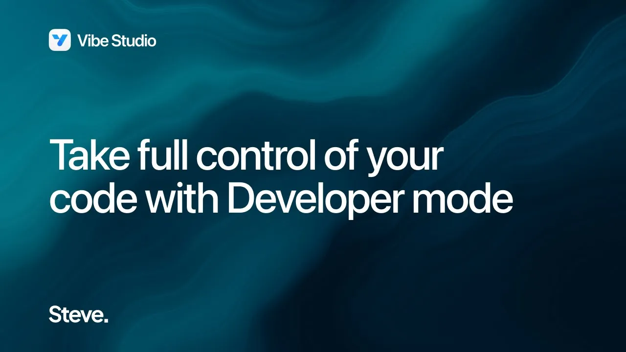 Steve - AI for Business — vibe-studio.com - Developer Mode for App Building (YouTube video ad)