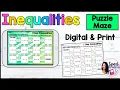 Solving 1 Step Inequalities Puzzle Maze Digital and Print