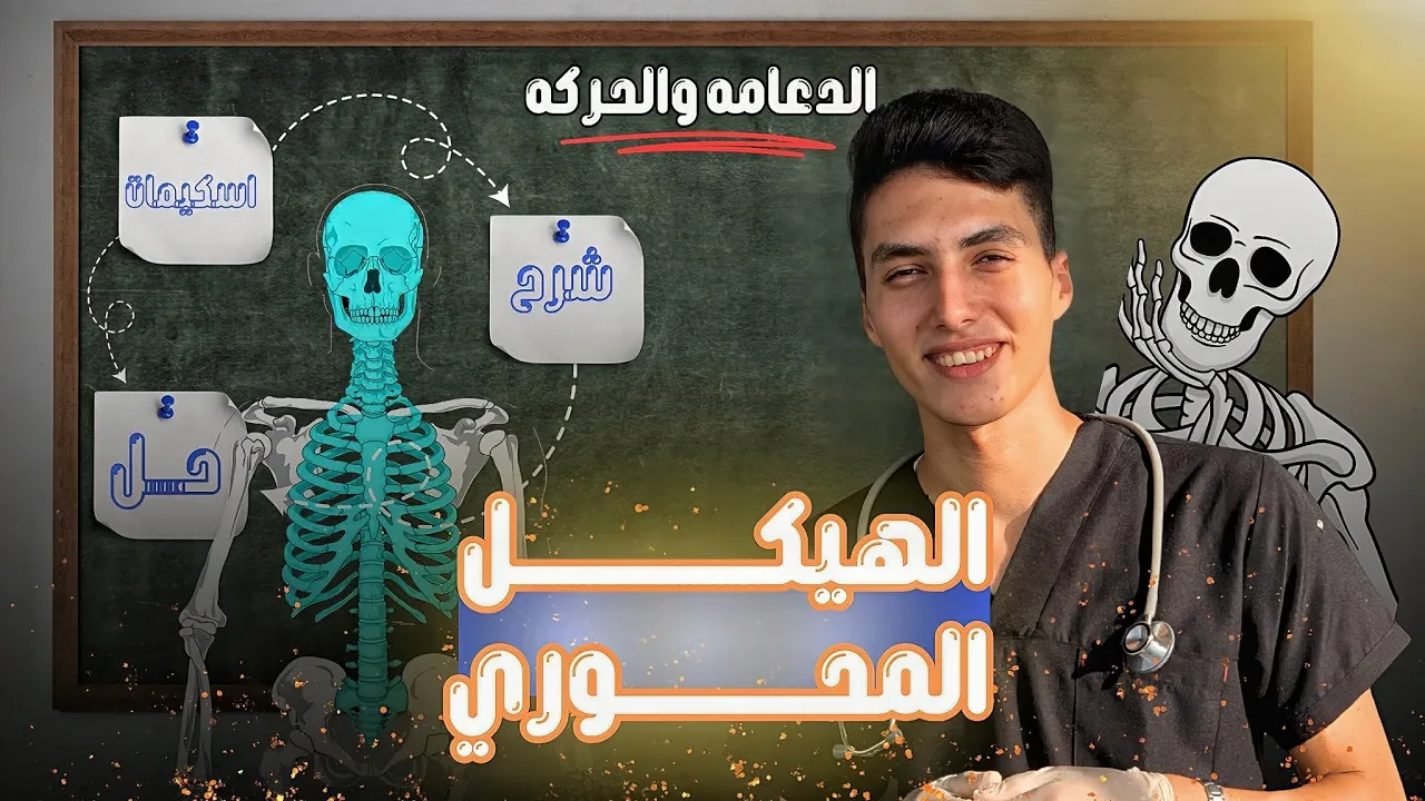 بداية شرح منهج الأحياء تالتة ثانوي ب افضل طريقة للدعامه في الإنسان والهيكل المحوري