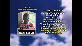Geanette Antoine Short Obituary