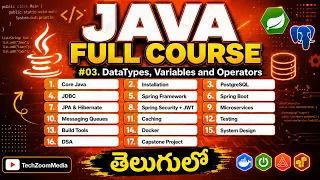 Data Types Variables Operators Java Full Course in Telugu Java for Beginners