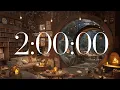2 Hour Cozy Rain Timer Fireplace Wind Rain Sounds for Focus Study Sleep