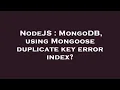 NodeJS MongoDB using Mongoose duplicate key error index