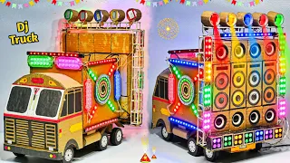 Mini dj truck setup | how to make mini dj truck at home with cardboard dj light | dj truck wala dj