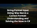 String Format Input String Was Not in a Correct Format Understanding and Solving the Issue in C