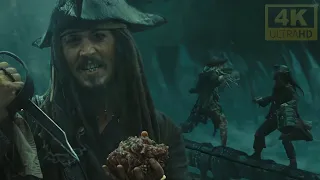 epic battle of captain jack sparrow and captain davy jones but in 4k 