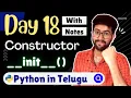 Day 18 Constructors in python Python Course in Telugu Vamsi Bhavani