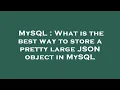 MySQL What is the best way to store a pretty large JSON object in MySQL