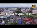 CANALS AT URBAN AREA | 4K Video | Flying Over Pontianak, Indonesia