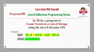 Java Interview Questions and Answers Q48 Count Vowels in a List of Strings using Java 8 Stream API