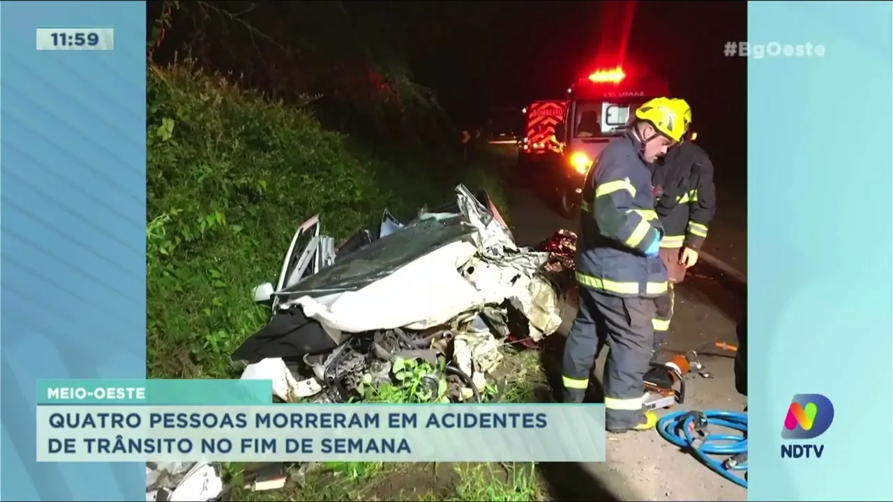 Quatro pessoas morreram em acidentes de trânsito no fim de semana no Meio-Oeste