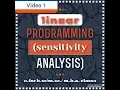 Linear programming sensitivity analysis 1