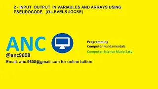 2 - Input Output in variables 1d 2d array using pseudocode