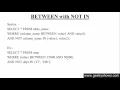 39 BETWEEN with NOT IN SQL Hindi