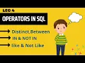Operators in Sql Distinct Between In and Not In Like and not Like