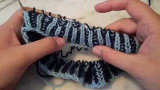 brPLsl dec left leaning brioche purl decrease