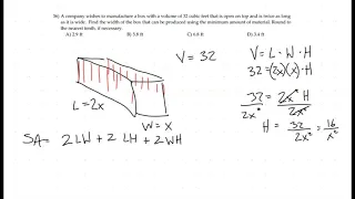 Calculus Optimization Problem Minimum Surface Area on a Box With No Top