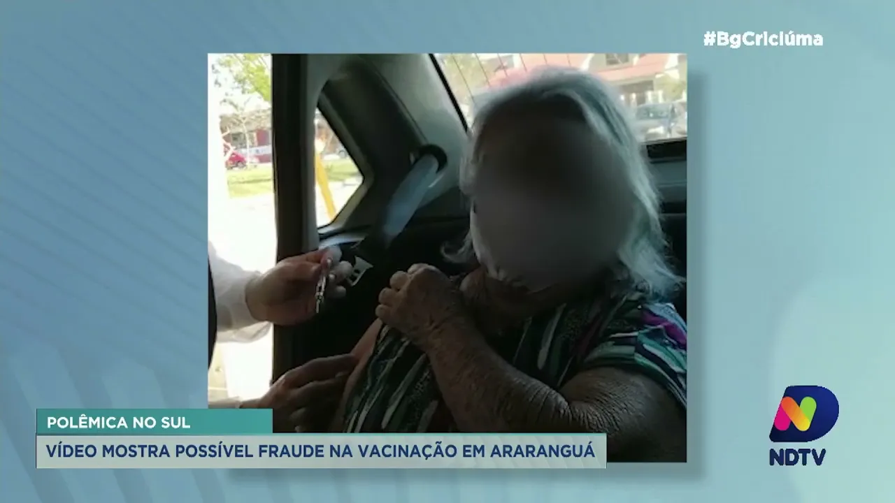 Vídeo mostra possível fraude na vacinação de uma idosa, em Araranguá