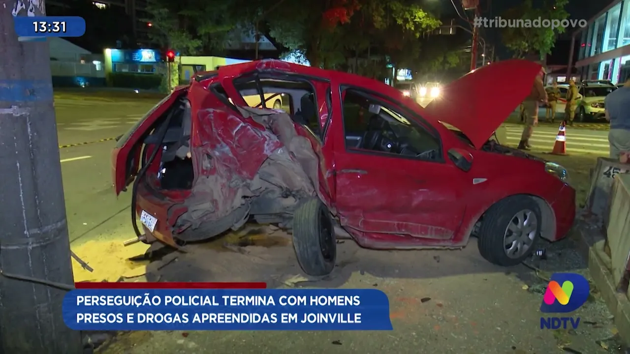 Perseguição policial termina com homens presos e drogas apreendidas em Joinville
