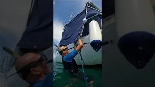 A day in the life of living on a sailboat, it’s time to clean the hull #shorts #sailing #boatlife