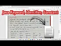 Keywords identifier Constant in Java in Hindi