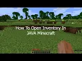How to Open Inventory In JAVA Minecraft