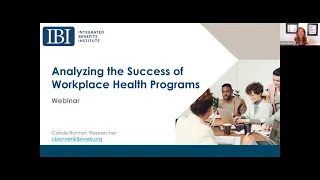 Webinar Analyzing the Success of Workplace Health Programs