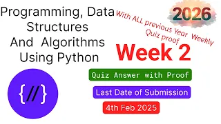 Programming Data Structures And Algorithms Using Python Week 2 Quiz 2026 With Previous Year Proof