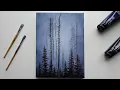 How to Paint a Dark and Mystical Misty Forest Scene Step-by-Step Acrylic Painting Tutorial