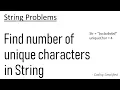 String - 8 Find number of unique characters in given String Java Implementation