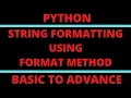 String Formatting in Python Format Method Python Tutorial in Hindi