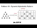 Pattern 19 - Java program to print Pyramid Alphabetic Pattern Java Pattern Programs