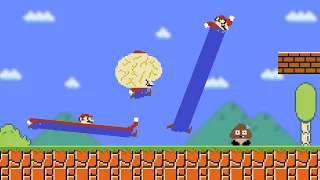every time mario jumps he gets wider smarter taller and more