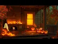 Download Lagu Cozy Halloween Porch 🎃 Crackling Fireplace \u0026 Autumn Night Forest Ambience 🔥