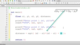 C Program To Calculate Distance Between Two Points