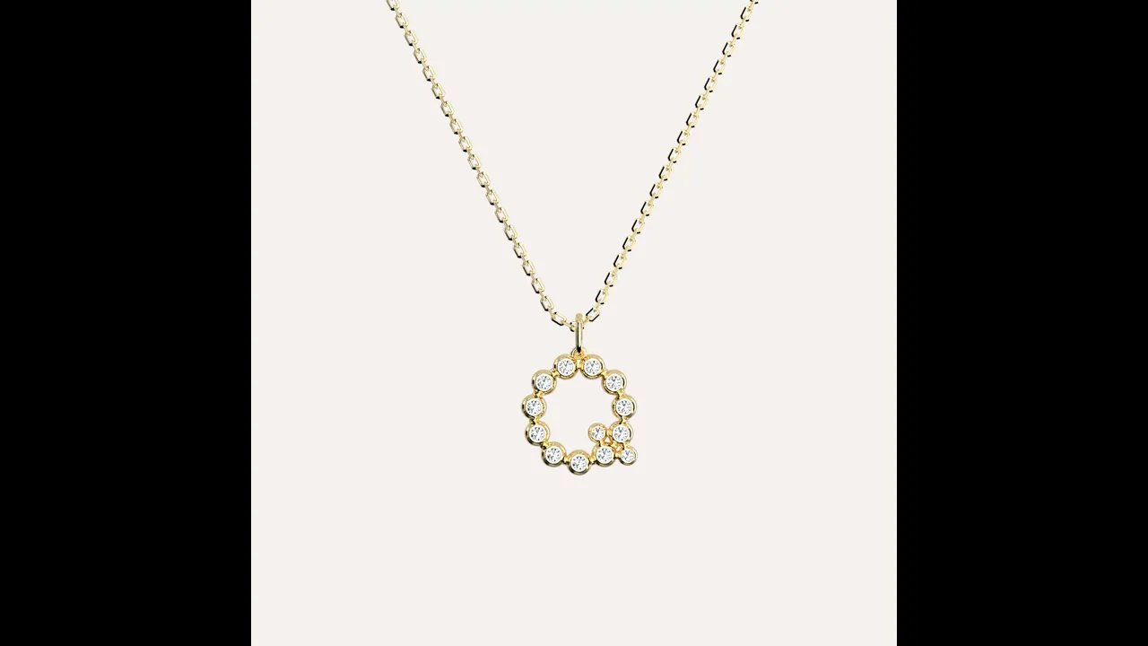 Letter Q Initial Necklace Bubble Pendant