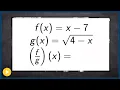 Dividing two functions then determine the domain