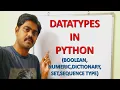 DATATYPES IN PYTHON PYTHON DATA TYPES NUMERIC DICTIONARY BOOLEAN SET SEQUENCE TYPE