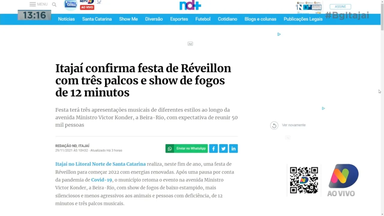 Confirmada festa de Réveillon de Itajaí