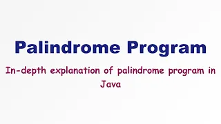 Palindrome Program in Java