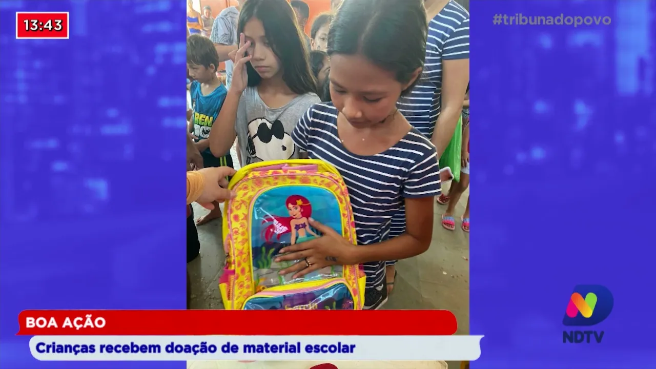 Boa ação: Crianças recebem doação de material escolar