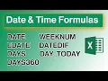 DATE TIME FORMULA IN EXCEL how to use date today now edate eomonth year days datedif