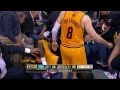 LeBron James head injury - falls on camera and bleeds Game 4