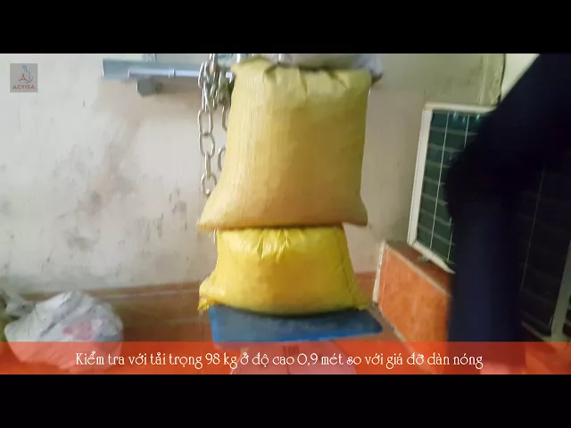 Test nâng hạ 98kg, bộ tời nâng dàn nóng điều hòa acvisa