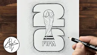 رسم شعار كأس العالم             درس تعليمي سهل للرسم بقلم الرصاص للمبتدئين دندنها