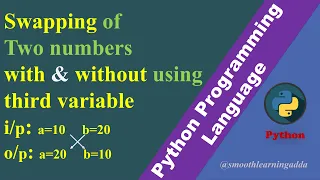 Program to Swap Two Numbers With or Without Using Third Variable in Python in Telugu python coding
